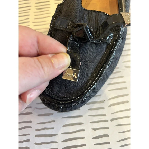 COACH Frida Black Signature Logo Canvas Loafer Size US 8.5 With Bow Detail - Picture 4 of 11